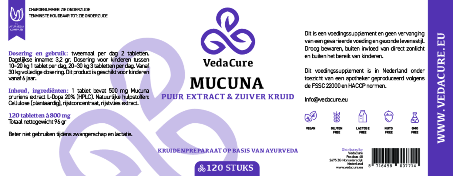 Mucuna Pruriens Tabletten afbeelding van document #1, etiket